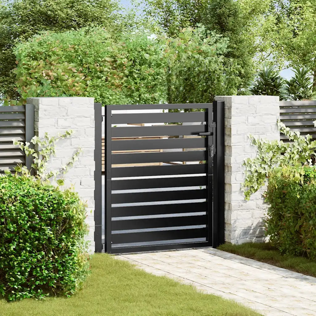 vidaXL Cancello da Giardino con Serratura Nero 100x100 cm in Alluminio
