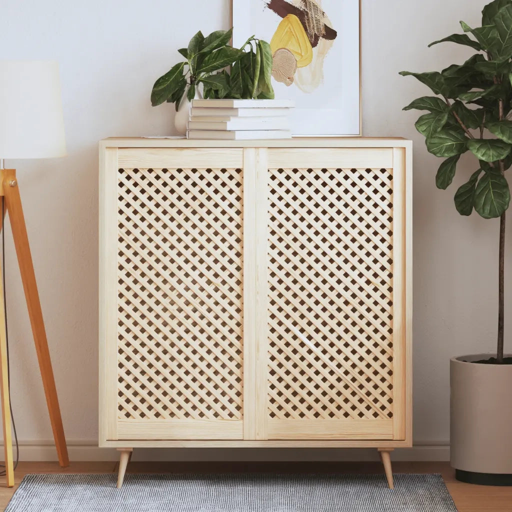 Ante con Design a Reticolo 2 pz 49,5x99 cm in Legno di Pinocod mxl 83896