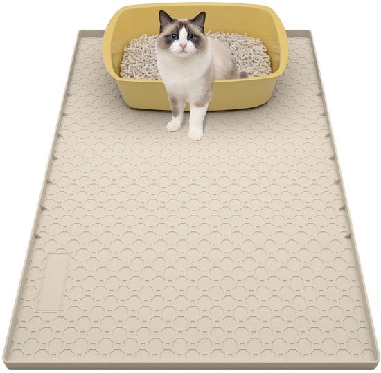 Matrice Antislip per Gatti - Impermeabile - Con Bordo Elevato - In Silicone - 86x56 cm - Per Pulire Facile i Pavimenti - Mat di Gatto