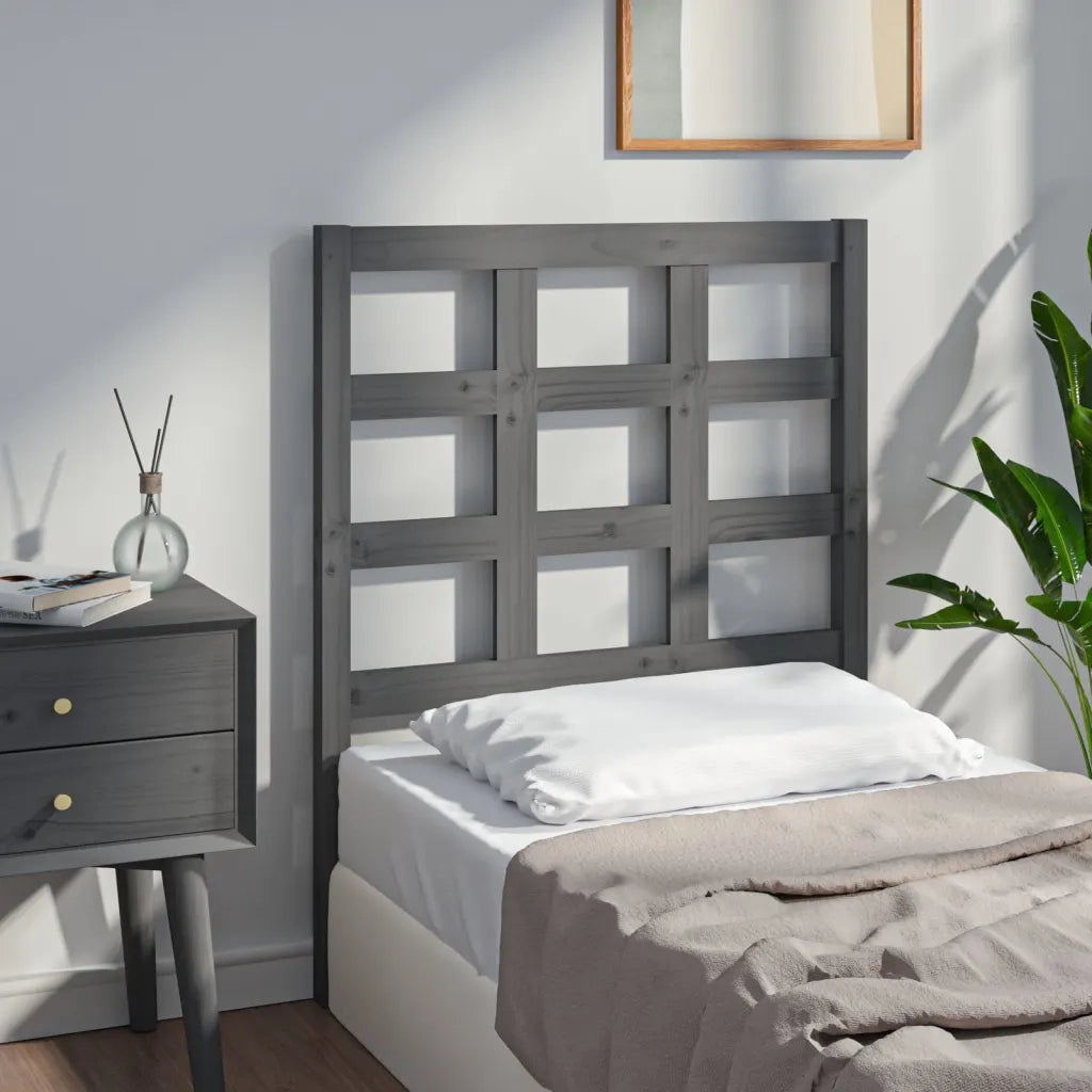 Testiera Letto-Testata-Testiera Decorativa Grigia 80,5x4x100 cm in Legno Massello di Pino 598732
