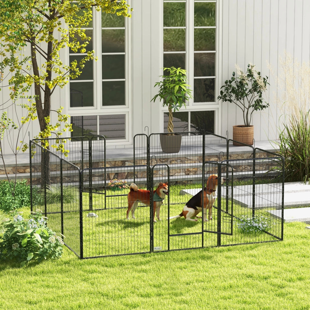 Recinto per cani 12 pezzi pieghevole con 2 porte ¨C Minimal ¨C Grigio 80x100 cm