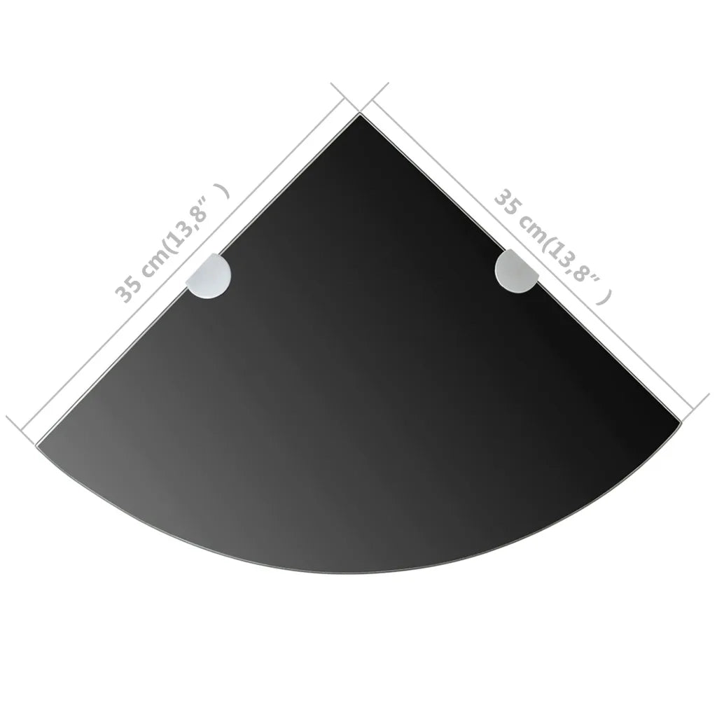 Scaffale Angolare con Supporti Cromati in Vetro Nero 35x35 cm 243856