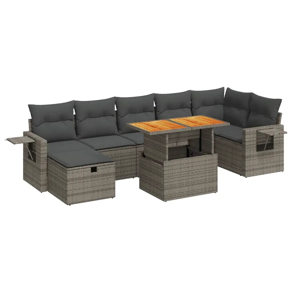 Set Divano Giardino 5 pz con Cuscini Grigio Polyrattan Acacia 3328040