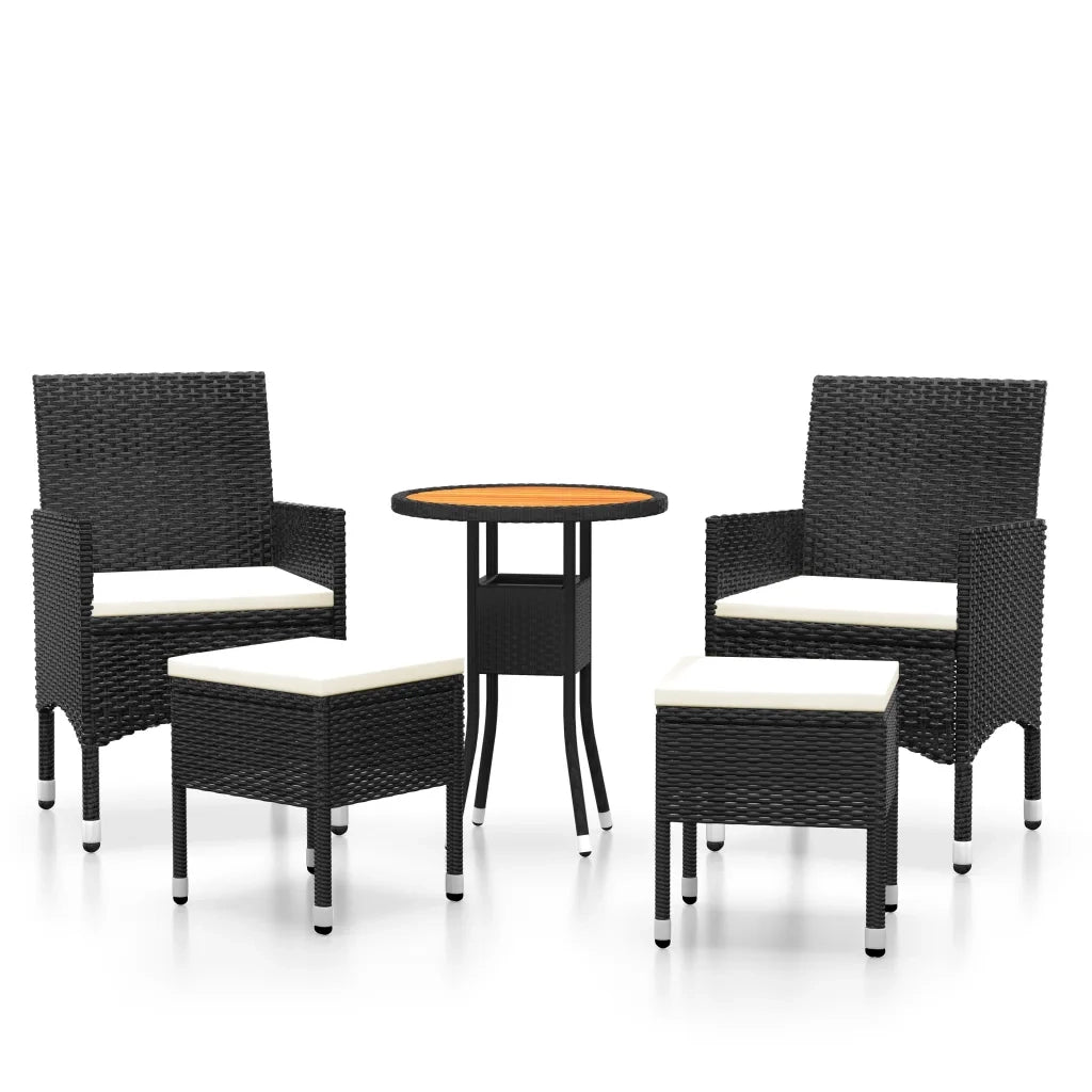 Set Divani da Giardino 5 pz | Set Salotto da Giardino in Polyrattan Nero