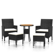 Set Divani da Giardino 5 pz | Set Salotto da Giardino in Polyrattan Nero