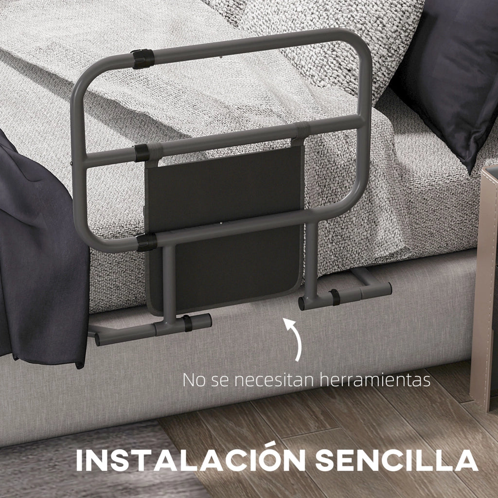 Sponda Letto Adulto Pieghevole con Tasca Portaoggetti ¨C Xylo ¨C 61x66x55 cm Grigio