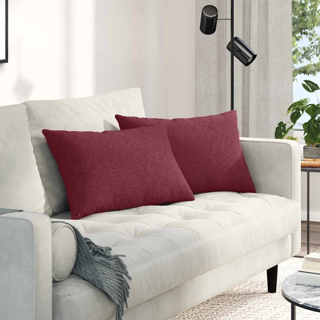 Cuscini da Divano 2 pcs Rosso Vino 60 x 40 cm Tessuto 42013656