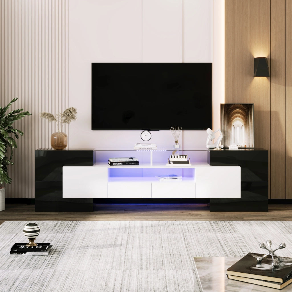 Mobile TV elegante - Zephmum - 200 cm - Bianco e nero - LED