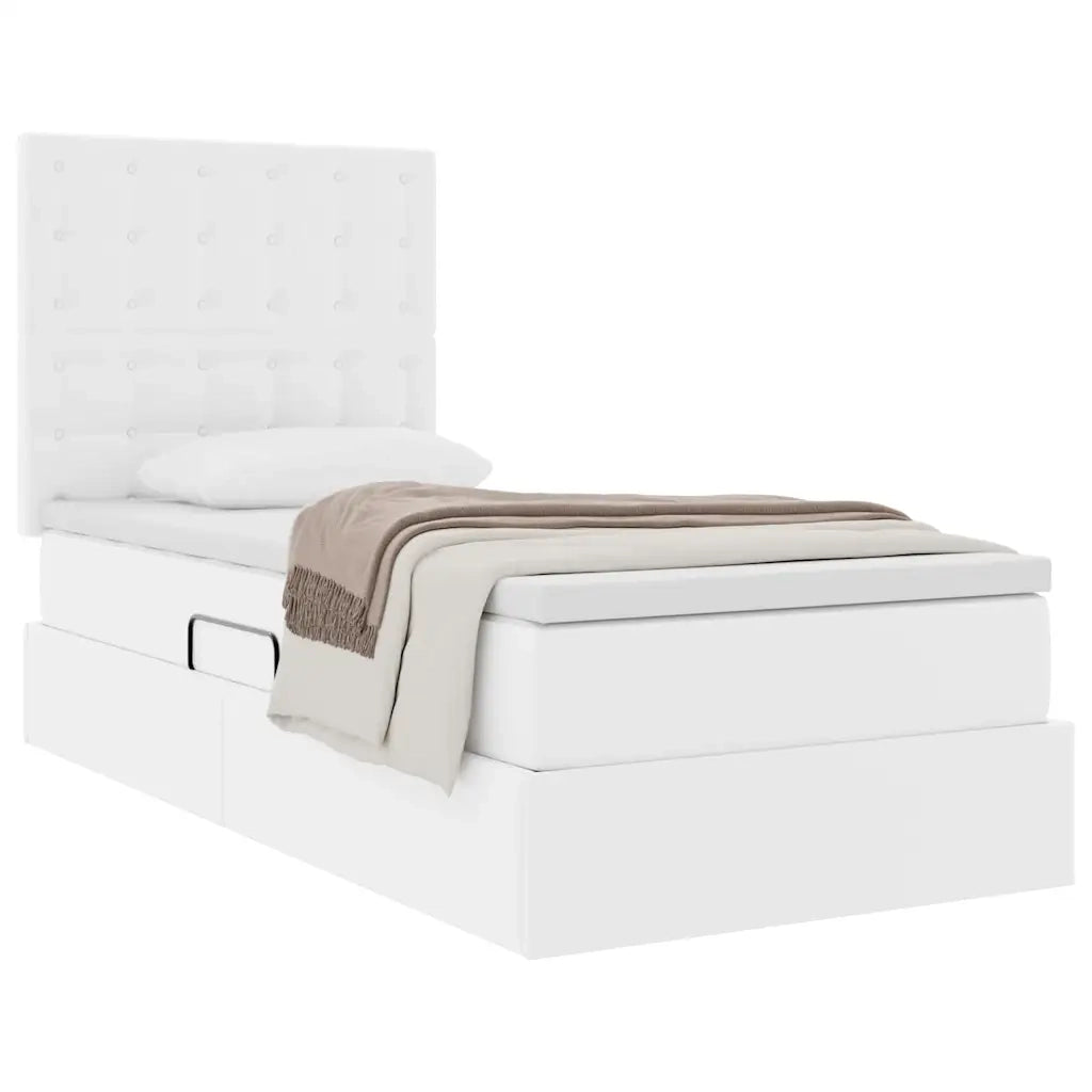 Letto con Contenitore Bianco Puro 90 x 200 cm Pelle Sintetica