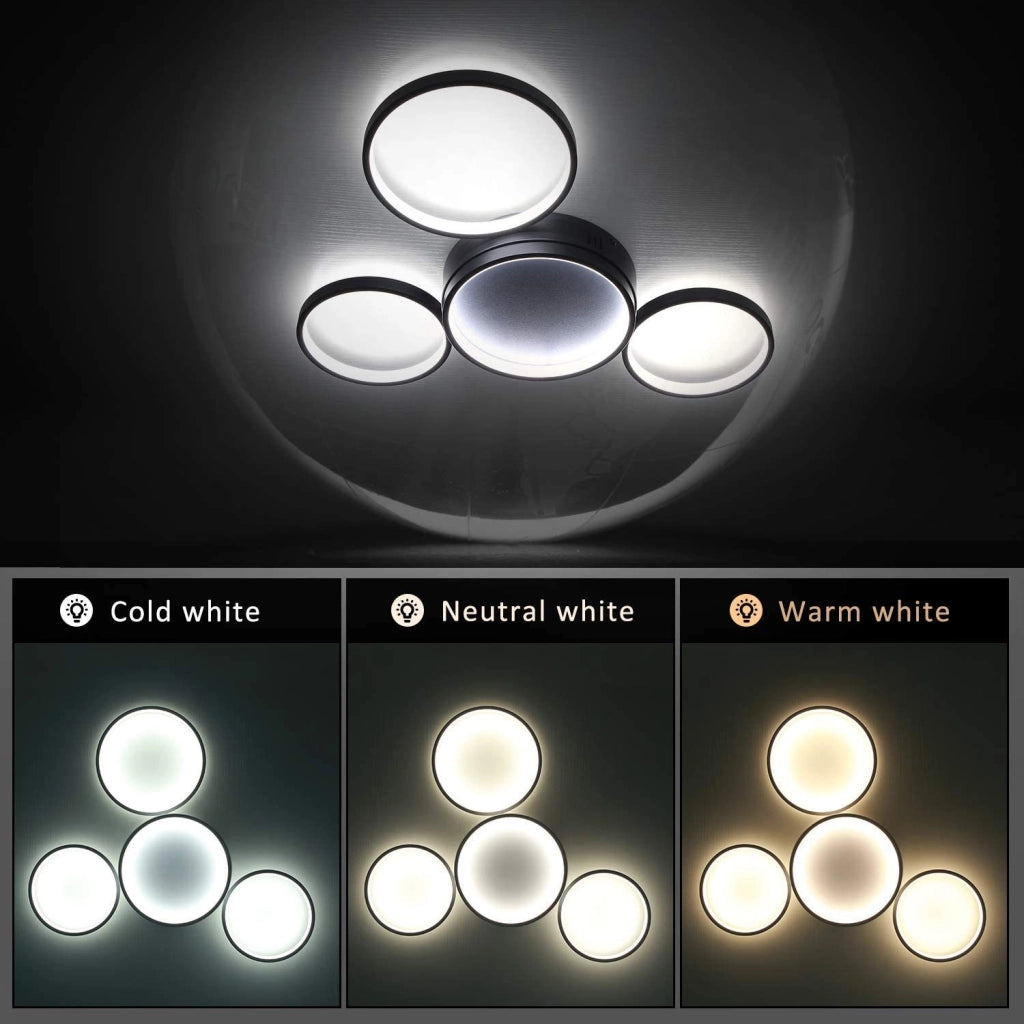 ZMH Lampada da soffitto LED 4 fiamme ad anello telecomando per camera letto