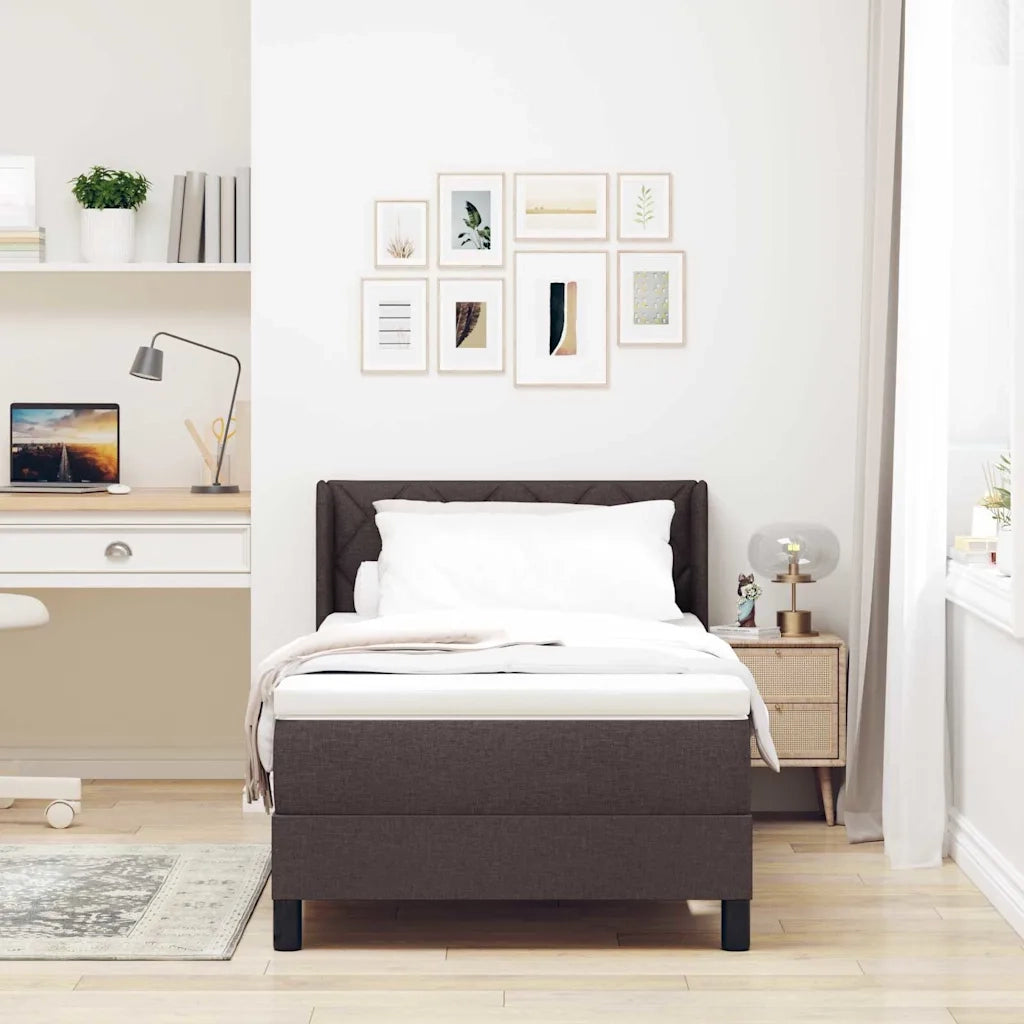 Letto a molle con testiera Marrone Scuro 200 x 90 cm Tessuto 3341149