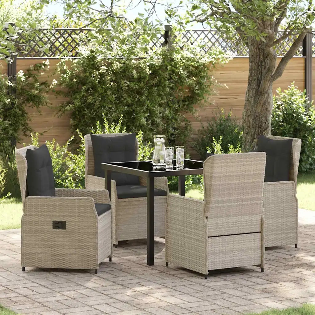 Set da Pranzo per Giardino 5 pcs Grigio chiaro polyrattan