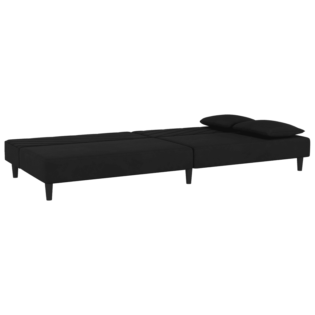 Divano letto | Sof¨¤ letto | Letto singolo a 2 Posti con 2 Cuscini Nero in Velluto
