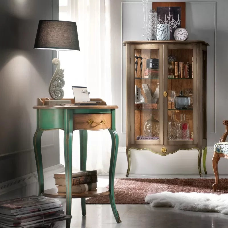Vetrina classica 2 porte legno shabby 100x40x150 - Mobili 2G