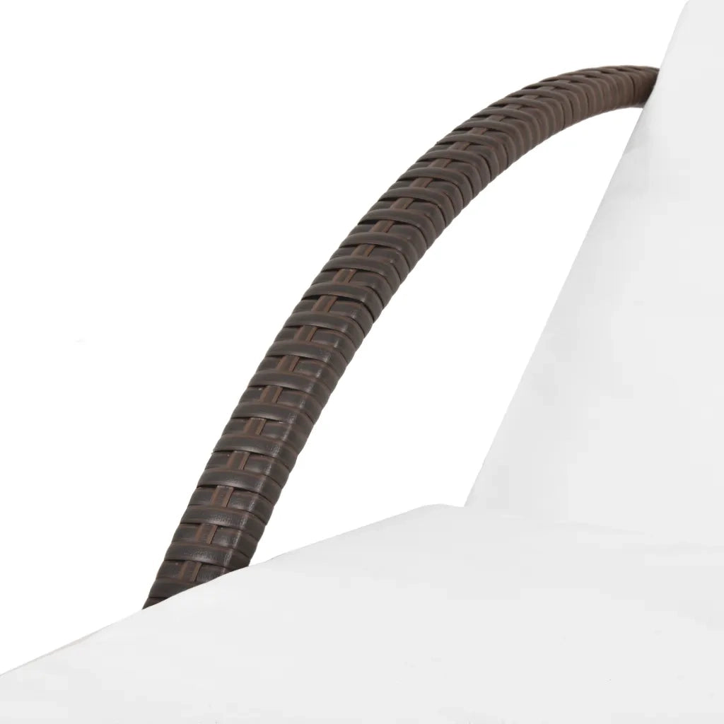 Lettino Prendisole con Cuscino e Tavolo in Polyrattan Marrone 42885