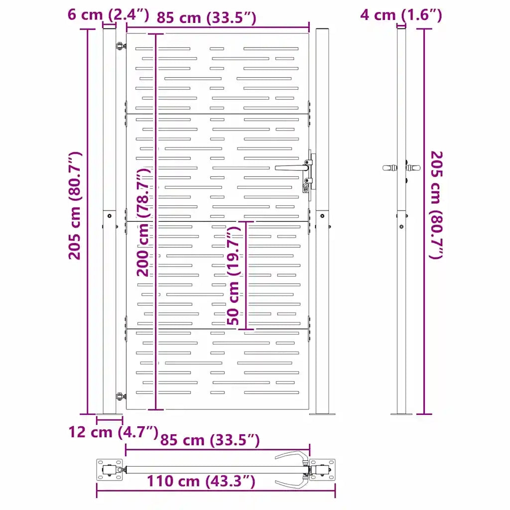 Cancello da giardino con blocco Nero 110 x 205 cm 42015903