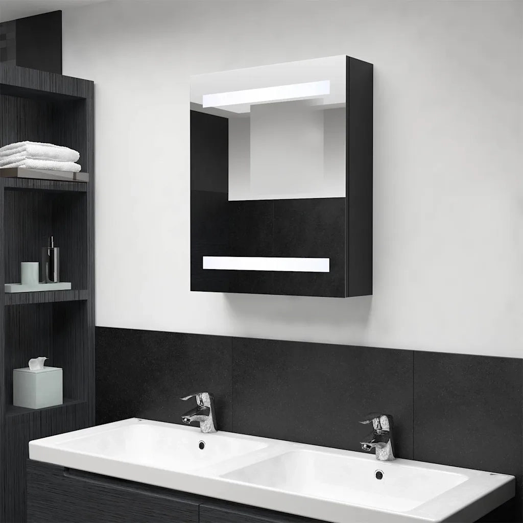 Armadietto a Specchio con LED Nero 50x14x60 cm in MDF 326480
