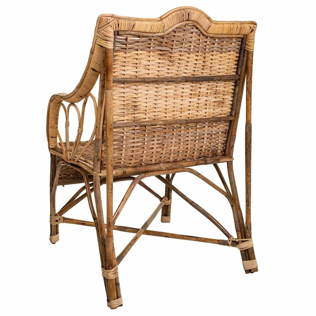 Poltrona in bambù e rattan marrone 64x48x99h