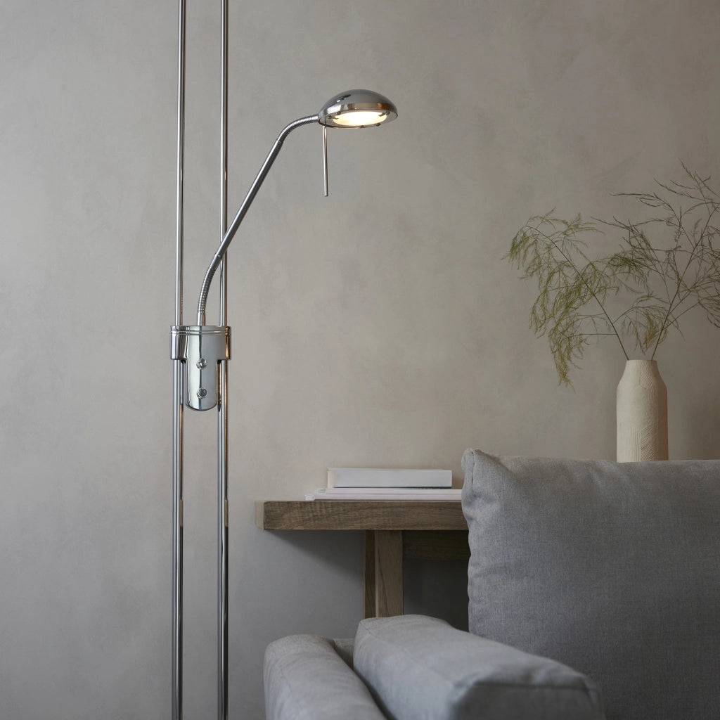 Lampada da terra Rome cromata con luce lettura Endon