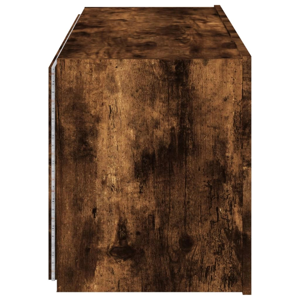 Mobile TV multimediale scaffale TV credenza mobile TV sala da pranzo soggiorno camera da letto mobile da parete con luci LED rovere affumicato 100 x 35 x 41 cm marrone 02_0027972