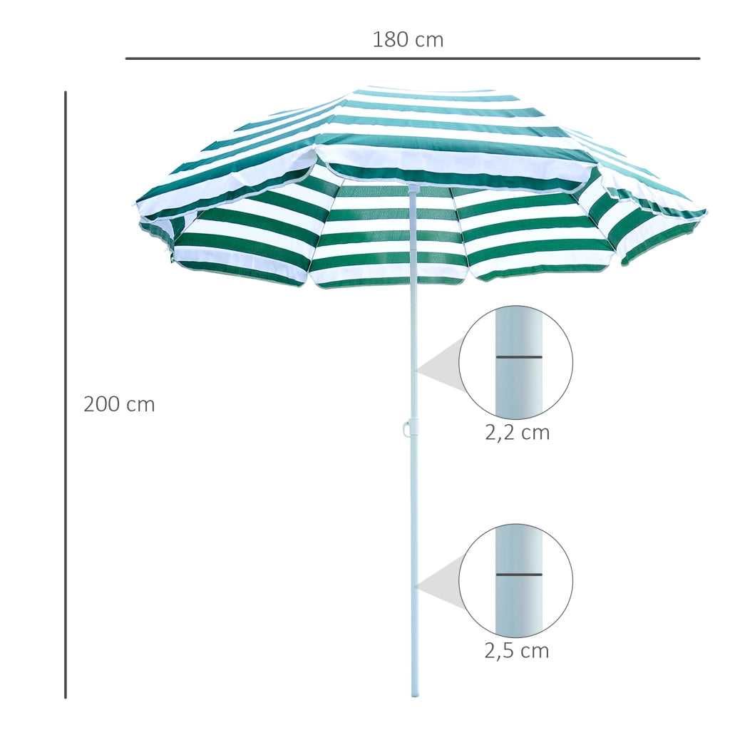 Ombrellone da Giardino inclinabile ¨C Minimal ¨C Verde e Bianco 180 cm