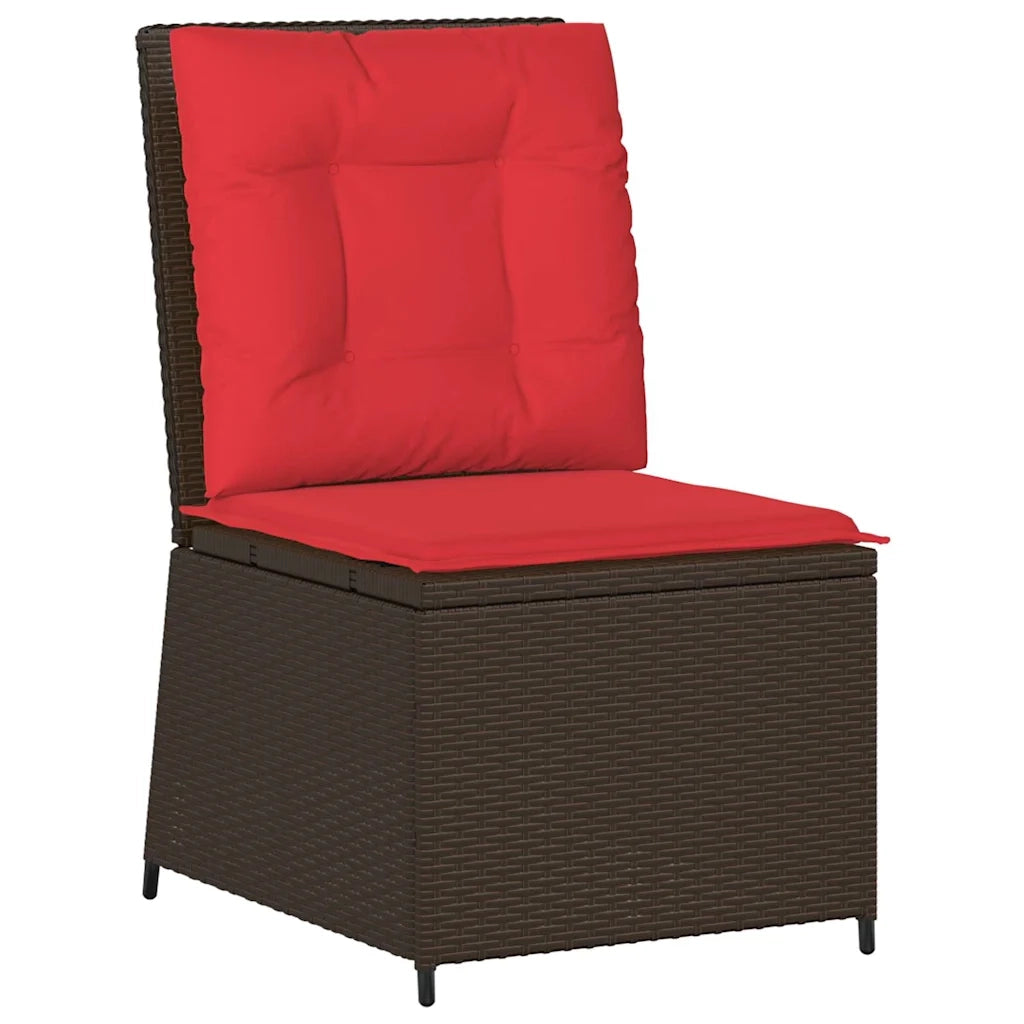 Divano da giardino con cuscino Marrone e Rosso polyrattan 3394482