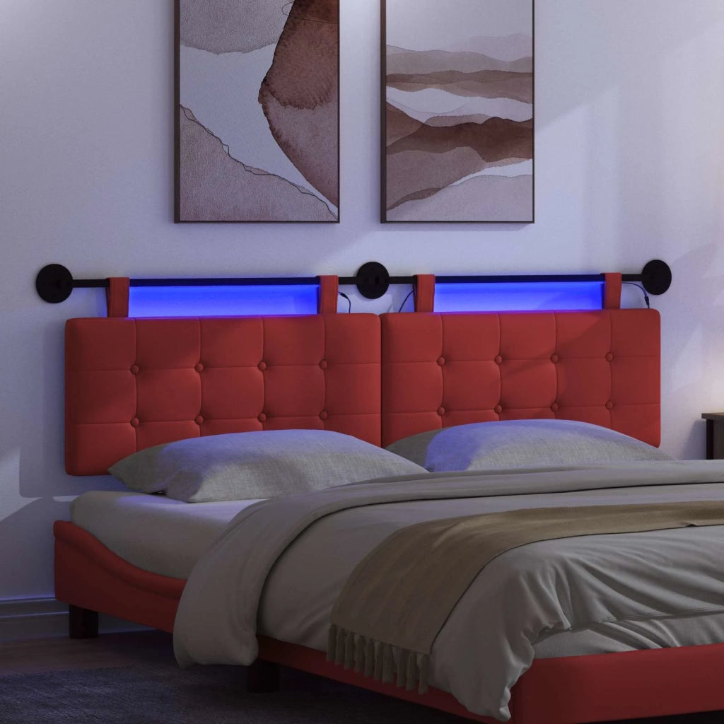 Testiera sospesa Con luce LED Rosso Similpelle 3424466