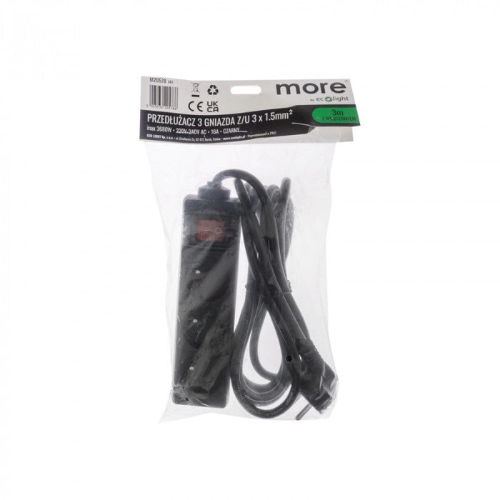 Ciabatta elettrica 3 prese 3 m con interruttore Ecolight