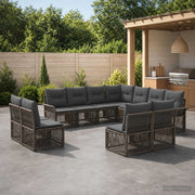 Set Divano da Giardino 11 pz Grigio polyrattan 3434864