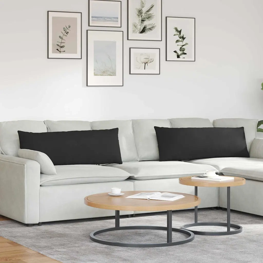 Cuscini da Divano 2 pz-Set di 2 Cuscini per Sofa Nero 120 x 40 cm Tessuto 219656