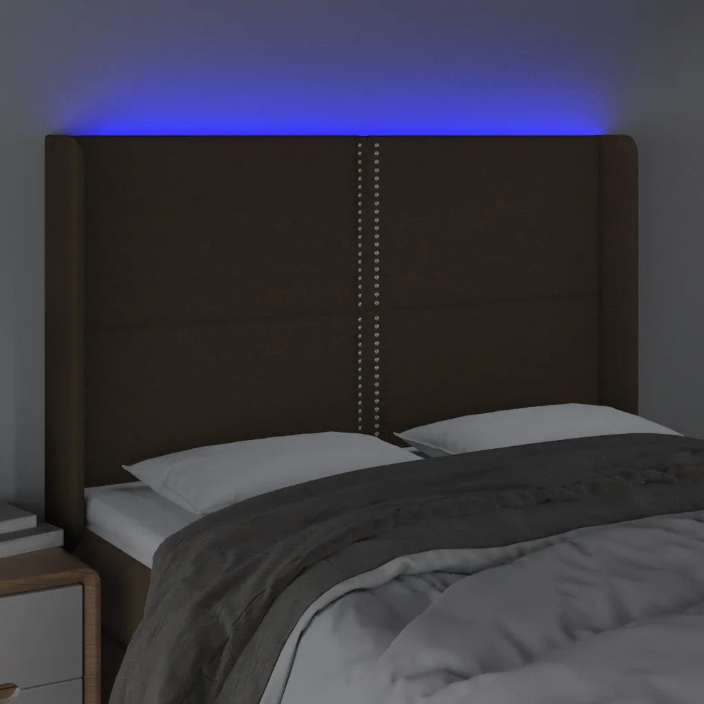 Testiera a LED MarroneScuro147x16x118/128cm inTessuto 3123909