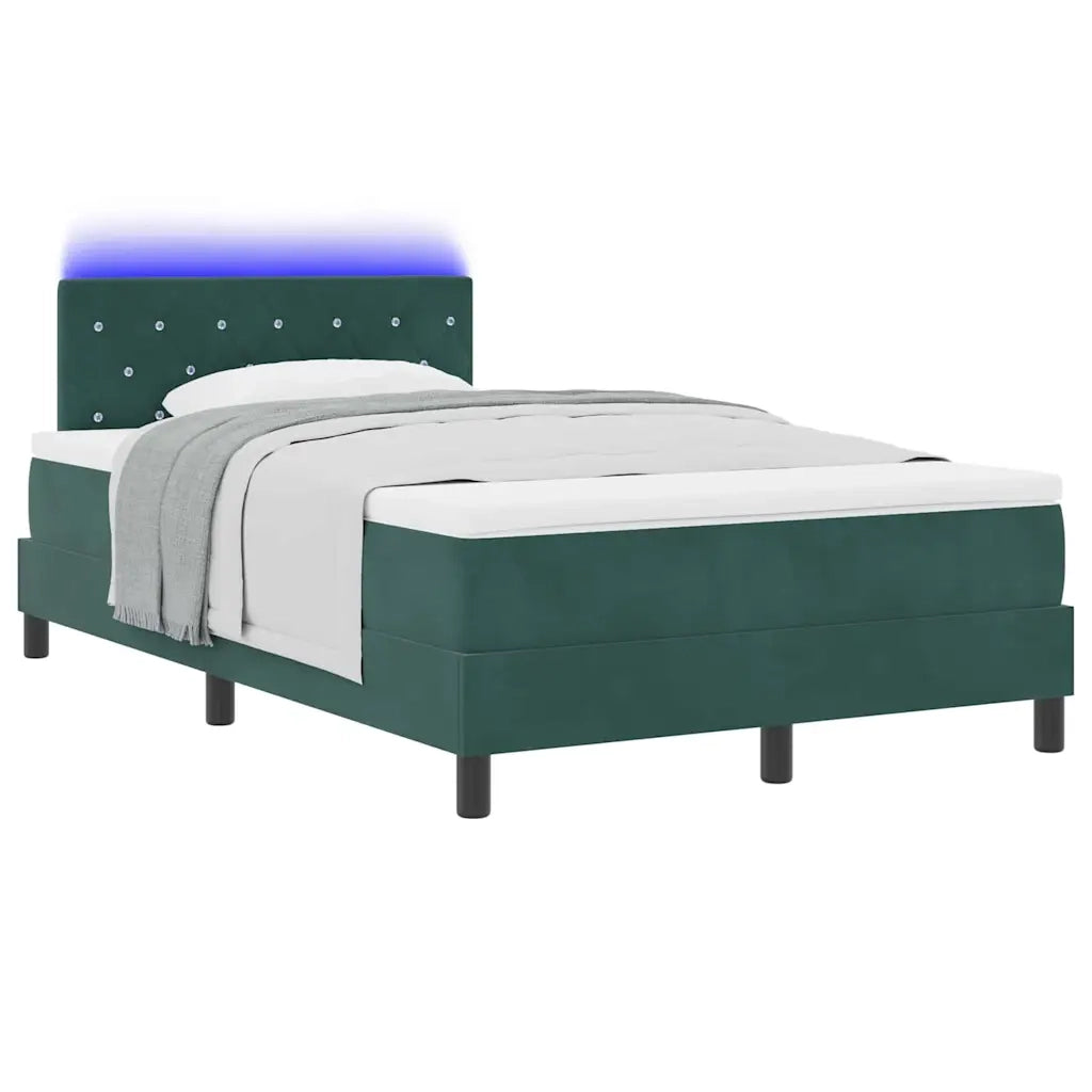 Letto a Sorgente LED con led Verde Scuro 120 x 200 cm Velluto 3342581