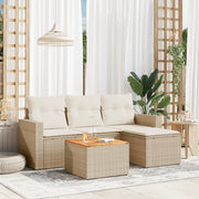 Set Divano da Giardino 5 pz con Cuscini Beige in Polyrattan 3256422