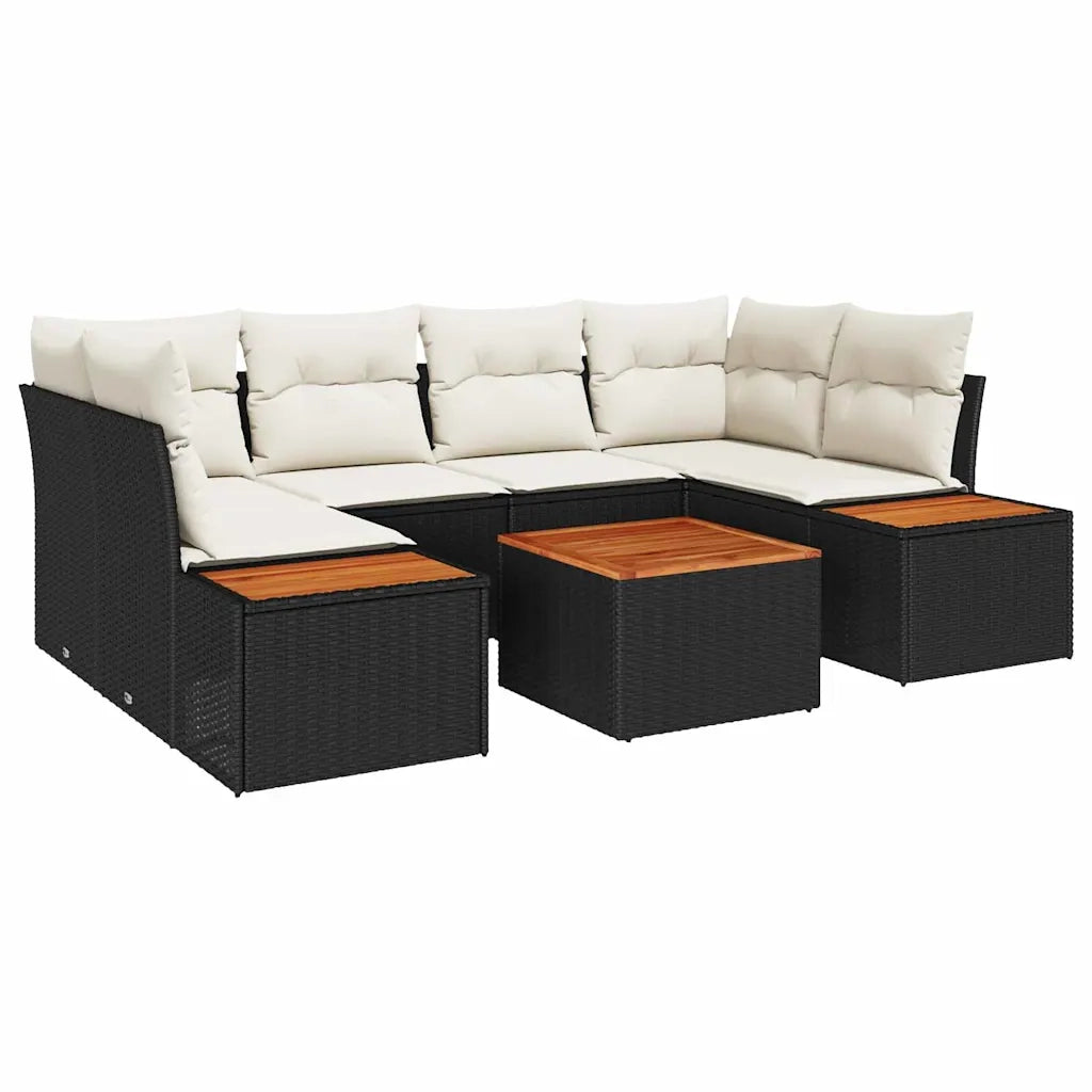 Set Divano da Giardino con archiviazione 7 pcs Nero Poly Rattan 3356702
