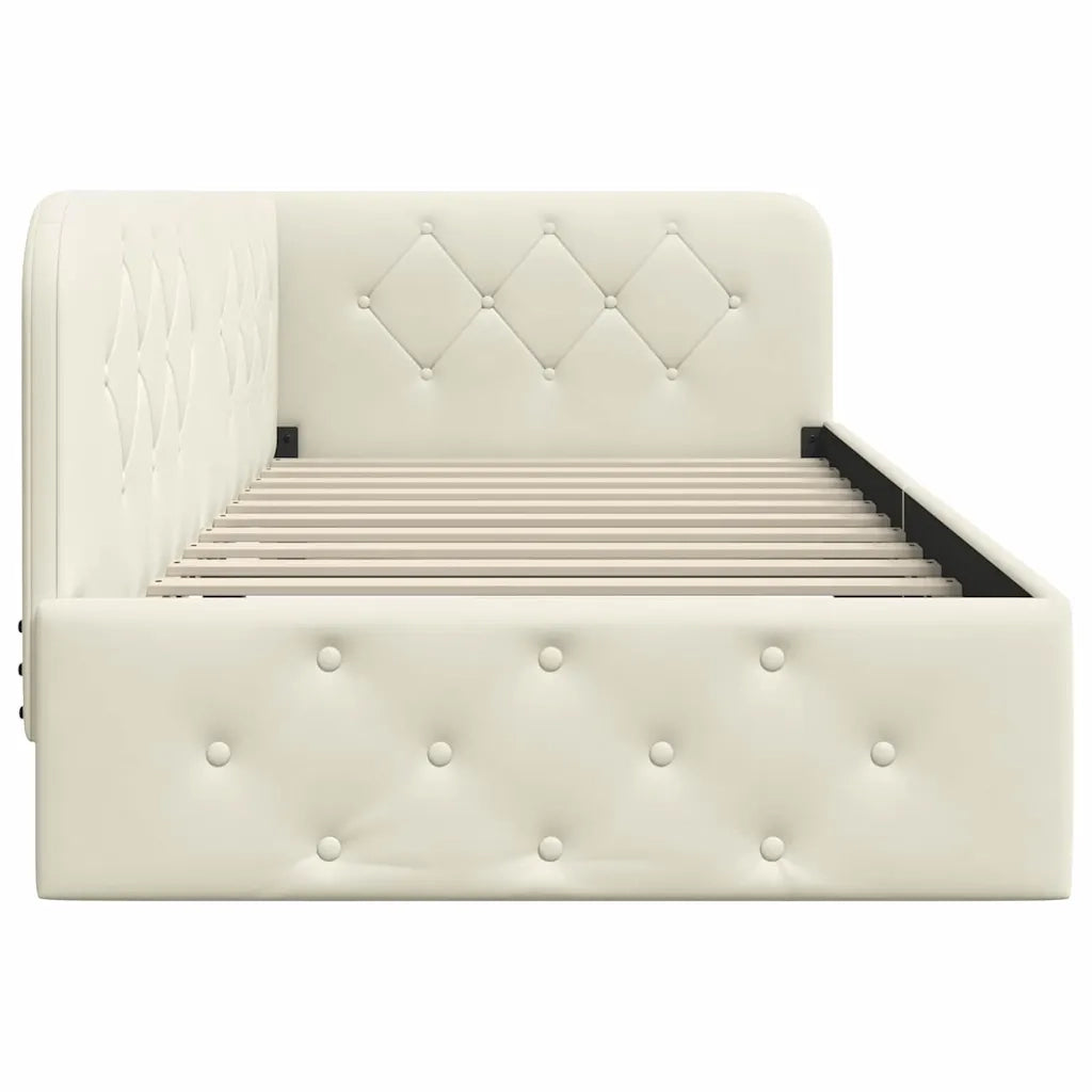 Cornice del letto ad angolo Crema 100 x 200 cm Velluto