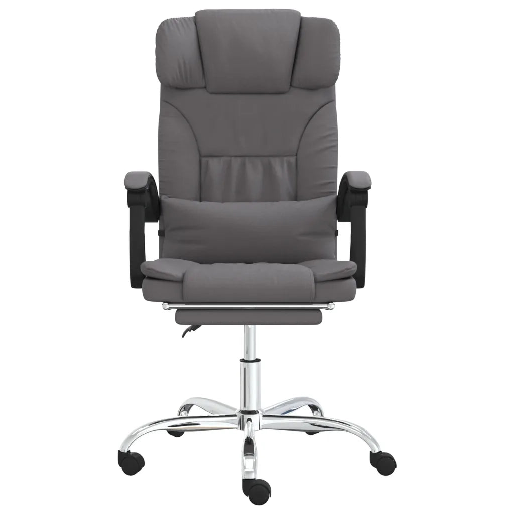 Poltrona da Ufficio Massaggiante Reclinabile Grigio Similpelle 349745