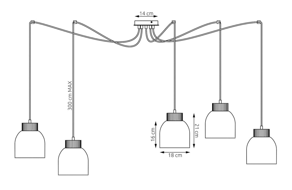 Lampada sospesa KRU bianca spider 5xE27 Emibig