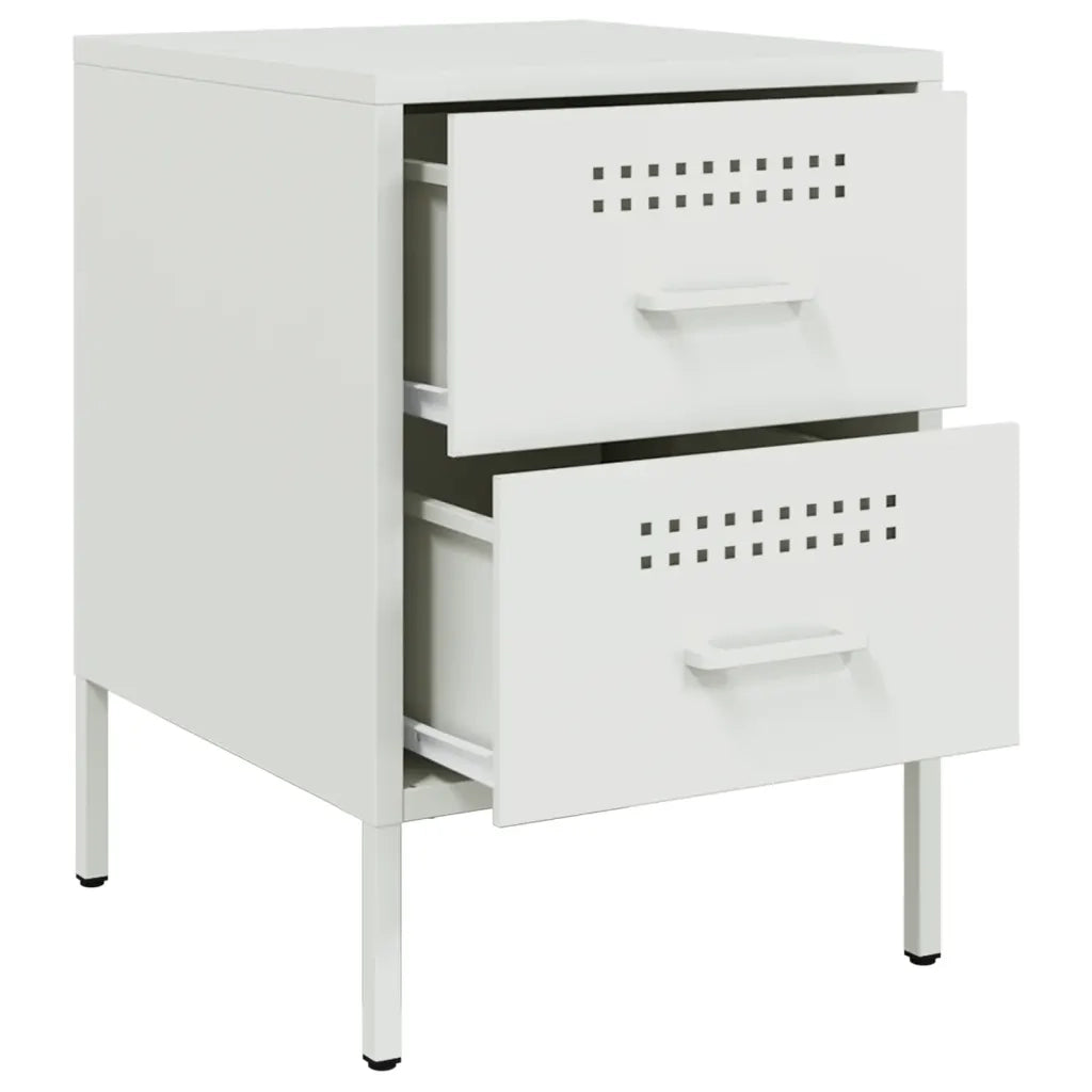 Comodino Bianco 36x39x50,5 cm in Acciaio 842932