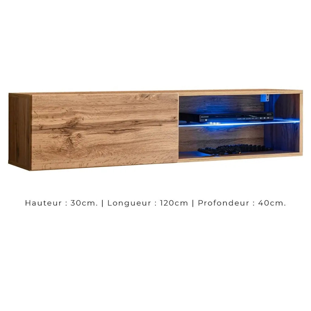 Set mobili da soggiorno SWITCH XXIV – LED – Rovere – Composizione murale design