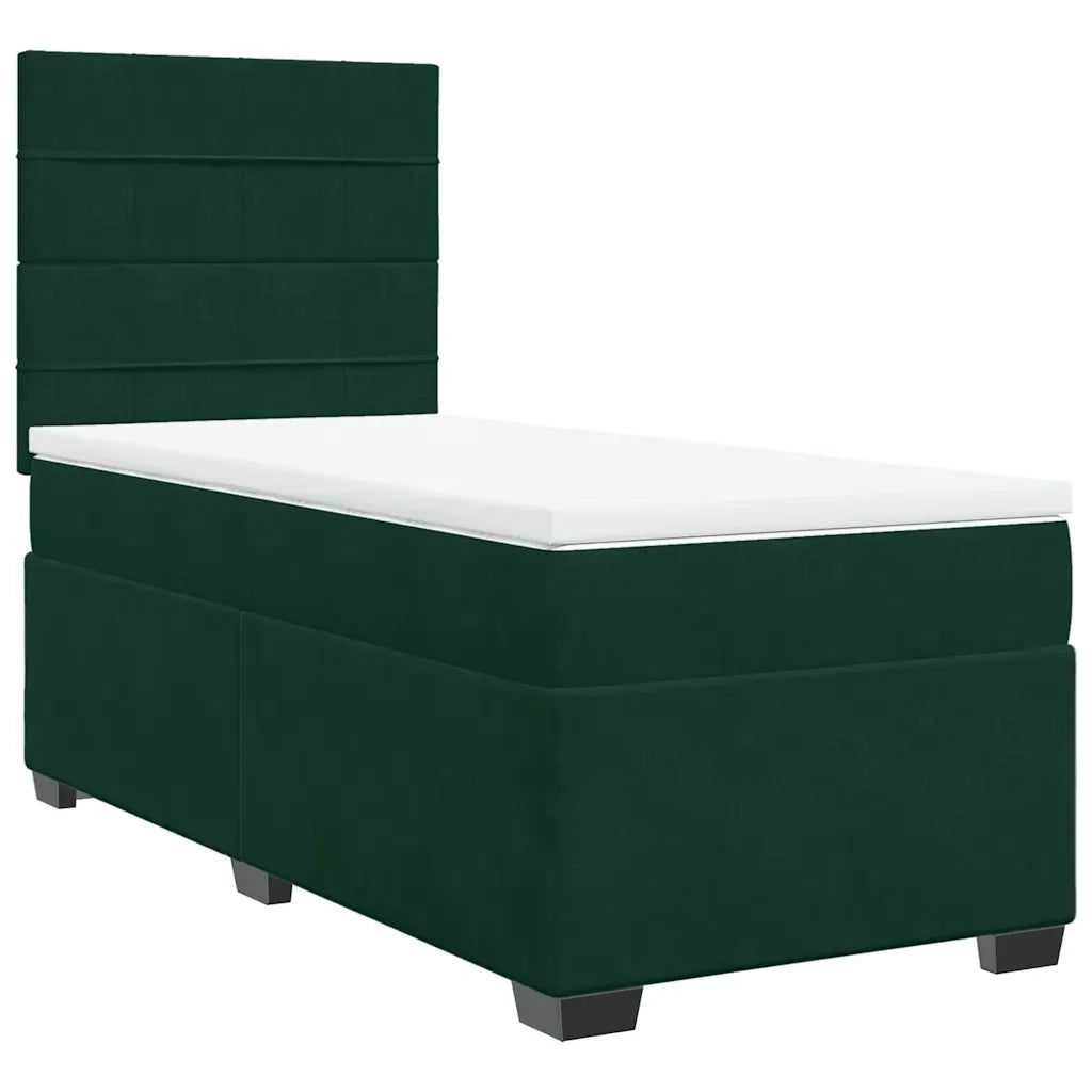 Giroletto a Molle con Materasso Verde Scuro 90x190 cm Velluto