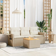 Set Divano da Giardino 4 pz con Cuscini Beige in Polyrattan 3256765