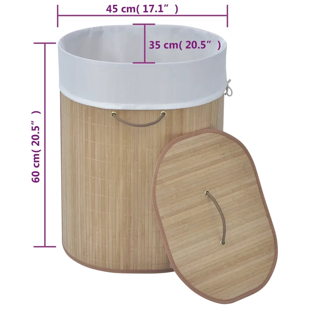 Cesto Portabiancheria in Bambù Ovale Colore Naturale 242727
