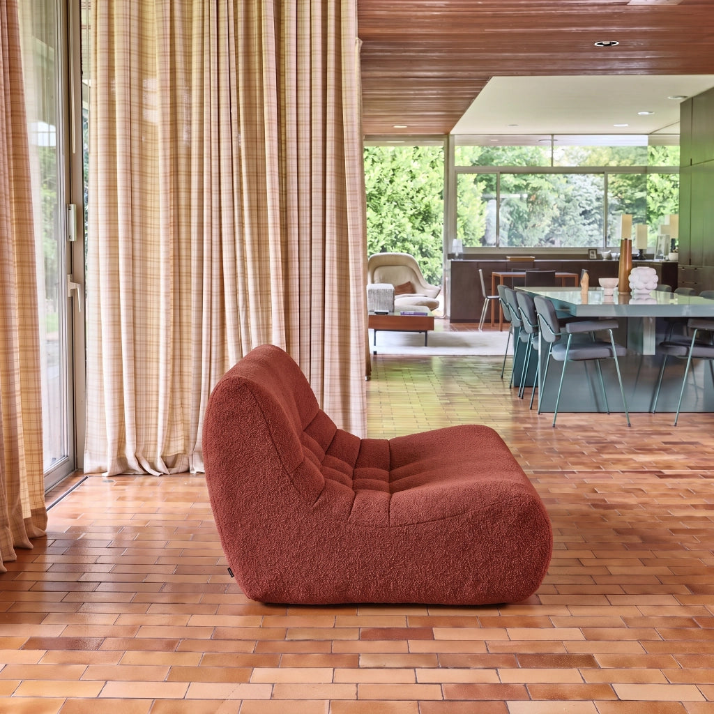 Poltrona bouclé testurizzata, 2 posti, terracotta