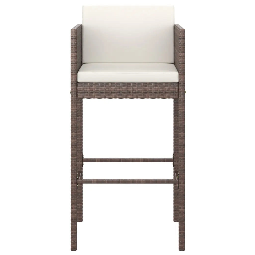 Sgabelli da Bar 4 pz con Cuscini Marroni in Polyrattan 316659