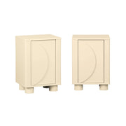 Set 2 comodini effetto legno di mango 1 anta reversibile, beige