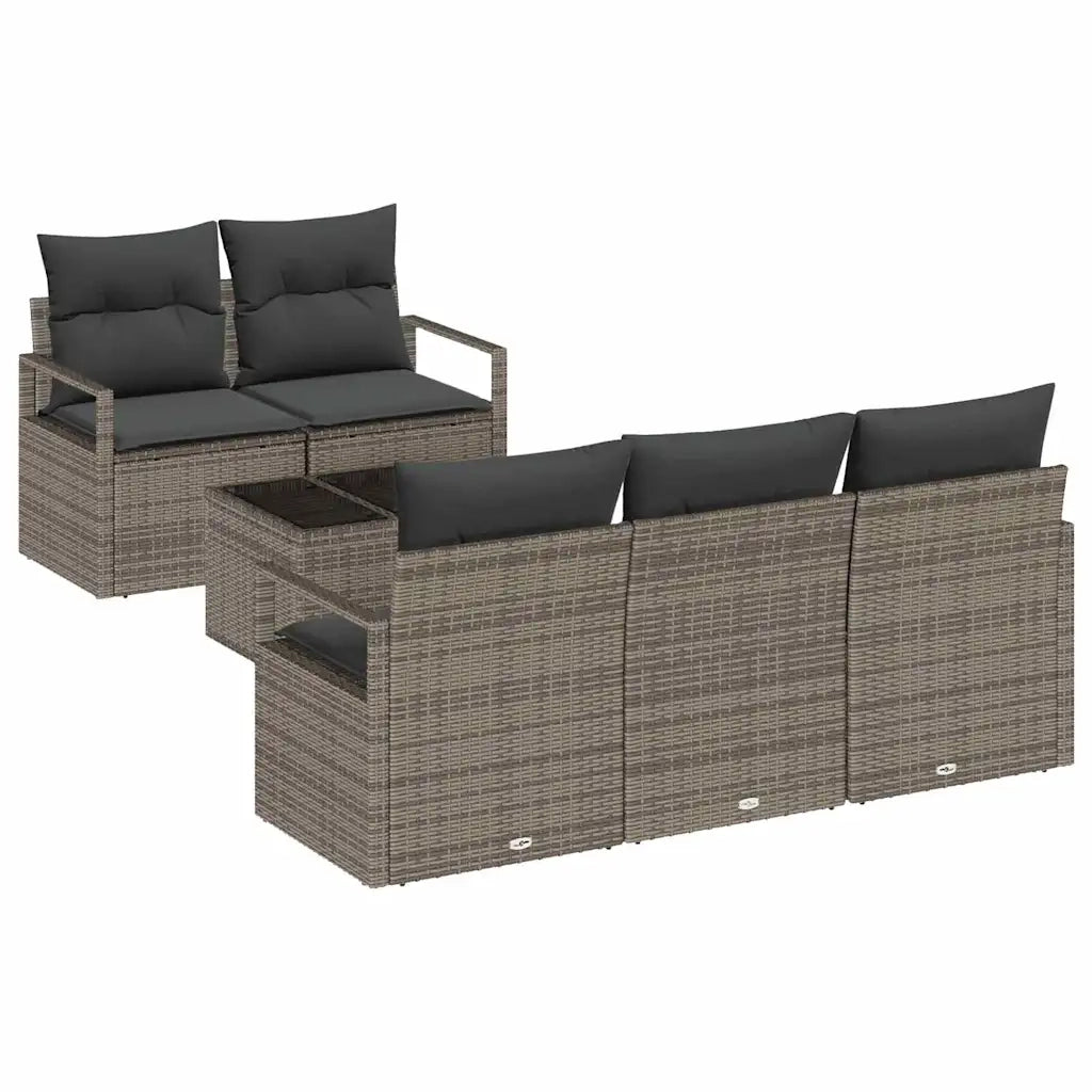 Set Divano da Giardino con cuscino 6 pcs Grigio polyrattan 3354928