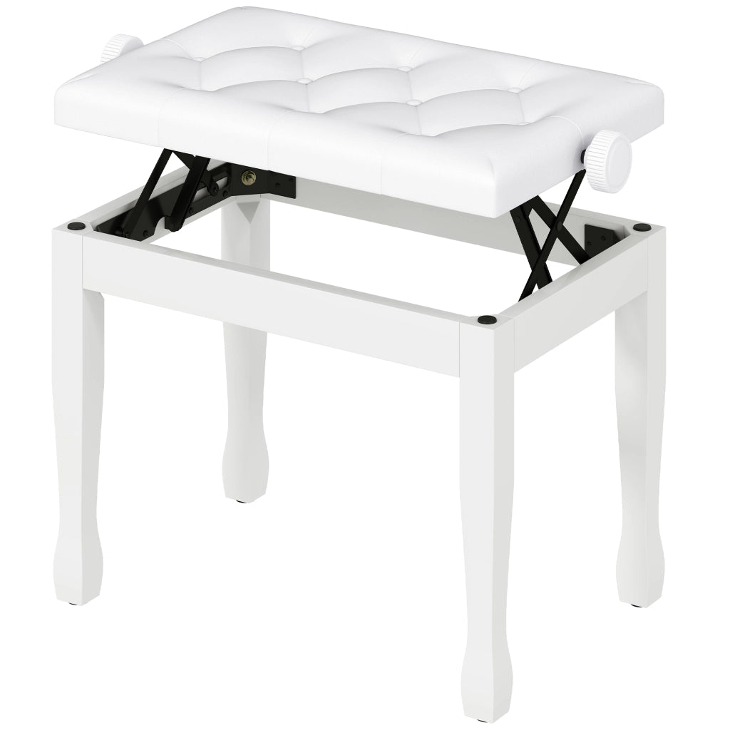 Sgabello da Pianoforte Regolabile ¨C Zephmum ¨C Bianco 64x35x45-55 cm