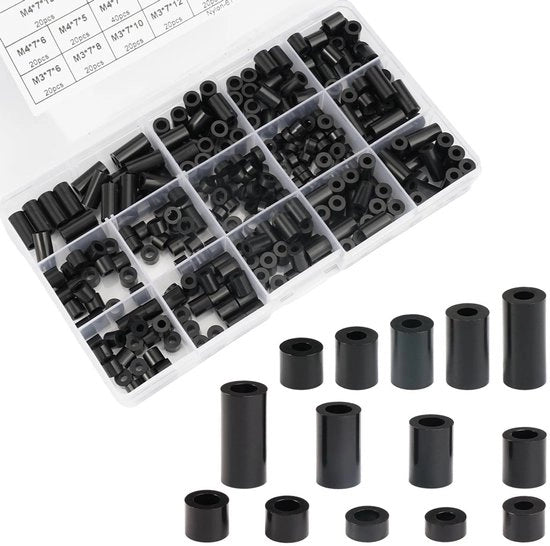 Afstandhouders in Nylon 320 pezzi - Isolanti Ronde - Isolanti Geïsoleerde - Dischi in Plastica - Afstandhouders Neri - Temperatura Resistente - Isolanti