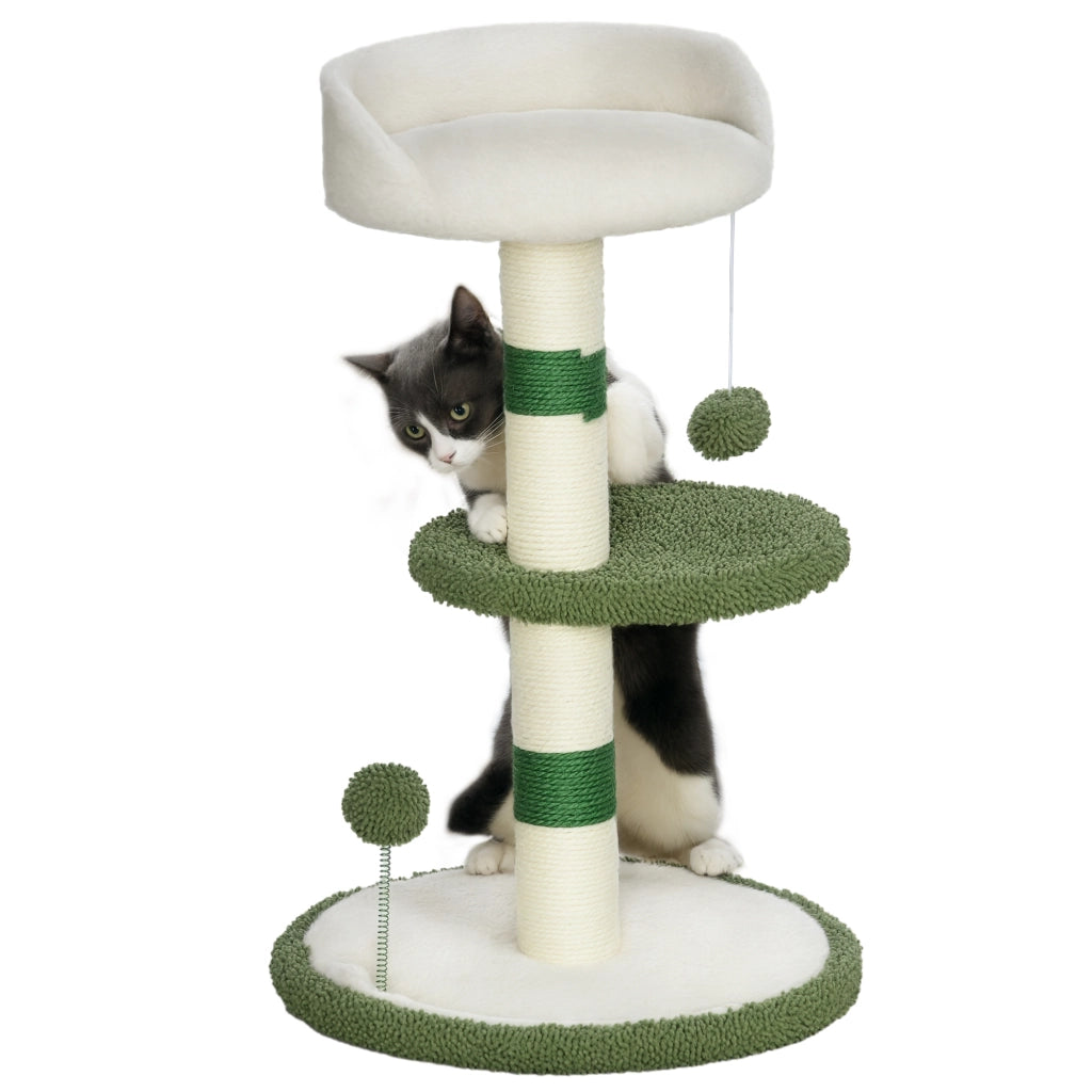 Tiragraffi per Gatti con Lettino e Piattaforma ¨C Xylo ¨C Verde e Bianco