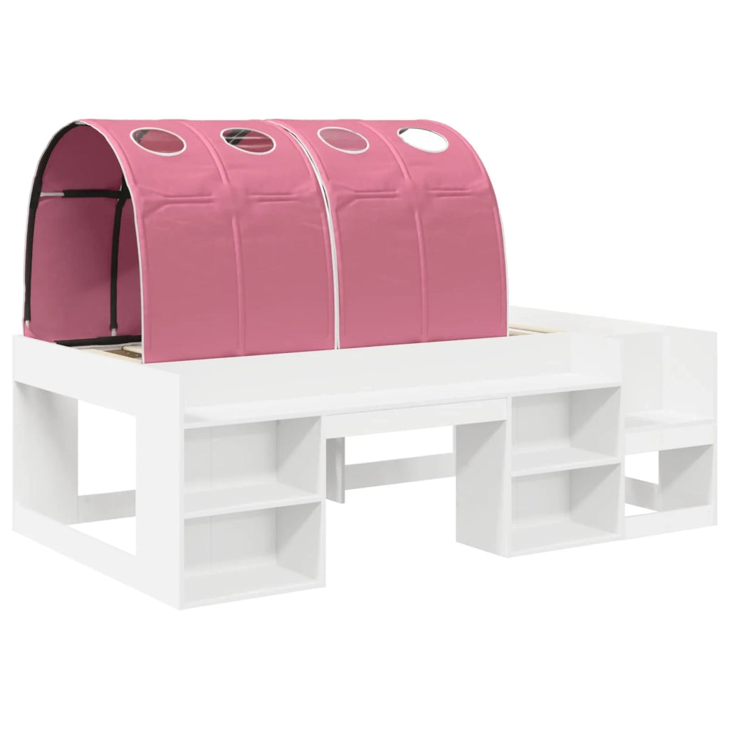 Letto con Tunnel 3 pcs Bianco e Rosa Legno multistrato